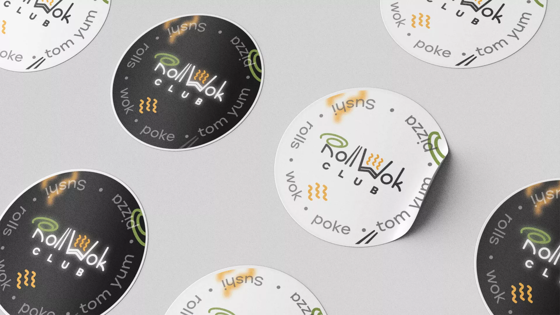 Разработка наклеек для суши-бара «Roll Wok Club» в Коряжме